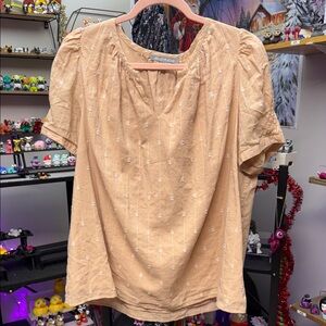 Daniel Rainn Peach Blouse with Delicate Embroidery